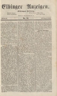 Elbinger Anzeigen, Nr. 70. Mittwoch, 29. August 1860