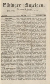 Elbinger Anzeigen, Nr. 72. Mittwoch, 5. September 1860