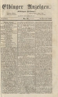 Elbinger Anzeigen, Nr. 77. Sonnabend, 22. September 1860