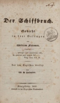 Der Schiffbruch. Gedicht in drei Ges&auml;ngen von William Falconer