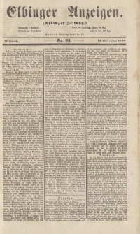 Elbinger Anzeigen, Nr. 92. Mittwoch, 14. November 1860