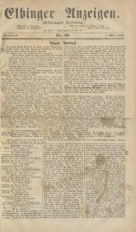 Elbinger Anzeigen, Nr. 29. Sonnabend, 5. April 1862