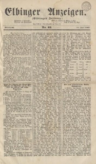 Elbinger Anzeigen, Nr. 62. Mittwoch, 30. Juli 1862
