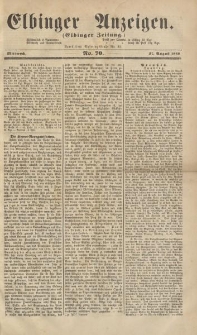 Elbinger Anzeigen, Nr. 70. Mittwoch, 27. August 1862
