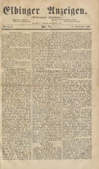 Elbinger Anzeigen, Nr. 74. Mittwoch, 10. September 1862