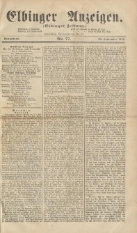 Elbinger Anzeigen, Nr. 77. Sonnabend, 20. September 1862