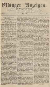 Elbinger Anzeigen, Nr. 72. Mittwoch, 7. September 1864
