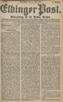 Elbinger Post, Nr.86 Sonnabend 14 April 1877, 4 Jh