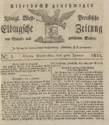 Allerhöchst genehmigte Königl. West-Preußische Elbingsche Zeitung von Staats- und gelehrten Sachen, 1821, Nro.2