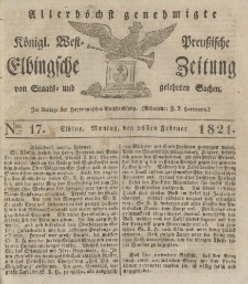 Allerhöchst genehmigte Königl. West-Preußische Elbingsche Zeitung von Staats- und gelehrten Sachen, 1821, Nro.17