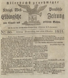 Allerhöchst genehmigte Königl. West-Preußische Elbingsche Zeitung von Staats- und gelehrten Sachen, 1821, Nro.80