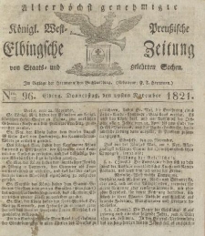 Allerhöchst genehmigte Königl. West-Preußische Elbingsche Zeitung von Staats- und gelehrten Sachen, 1821, Nro.96