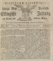 Allerhöchst genehmigte Königl. West-Preußische Elbingsche Zeitung von Staats- und gelehrten Sachen, 1821, Nro.97