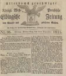 Allerhöchst genehmigte Königl. West-Preußische Elbingsche Zeitung von Staats- und gelehrten Sachen, 1821, Nro.98
