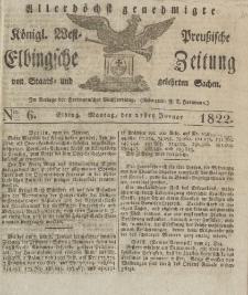Allerhöchst genehmigte Königl. West-Preußische Elbingsche Zeitung von Staats- und gelehrten Sachen, 1822, Nro.6