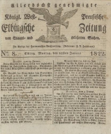 Allerhöchst genehmigte Königl. West-Preußische Elbingsche Zeitung von Staats- und gelehrten Sachen, 1822, Nro.8