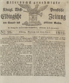 Allerhöchst genehmigte Königl. West-Preußische Elbingsche Zeitung von Staats- und gelehrten Sachen, 1822, Nro.28