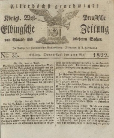 Allerhöchst genehmigte Königl. West-Preußische Elbingsche Zeitung von Staats- und gelehrten Sachen, 1822, Nro.35
