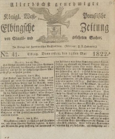 Allerhöchst genehmigte Königl. West-Preußische Elbingsche Zeitung von Staats- und gelehrten Sachen, 1822, Nro.41