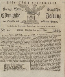Allerhöchst genehmigte Königl. West-Preußische Elbingsche Zeitung von Staats- und gelehrten Sachen, 1822, Nro.42