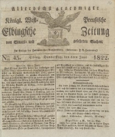 Allerhöchst genehmigte Königl. West-Preußische Elbingsche Zeitung von Staats- und gelehrten Sachen, 1822, Nro.45