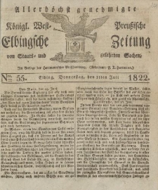 Allerhöchst genehmigte Königl. West-Preußische Elbingsche Zeitung von Staats- und gelehrten Sachen, 1822, Nro.55