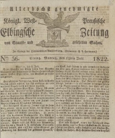 Allerhöchst genehmigte Königl. West-Preußische Elbingsche Zeitung von Staats- und gelehrten Sachen, 1822, Nro.56