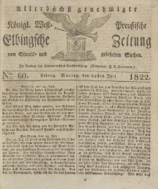 Allerhöchst genehmigte Königl. West-Preußische Elbingsche Zeitung von Staats- und gelehrten Sachen, 1822, Nro.60