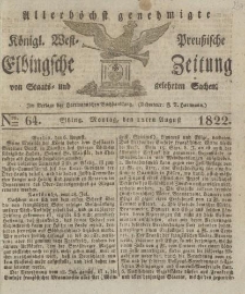 Allerhöchst genehmigte Königl. West-Preußische Elbingsche Zeitung von Staats- und gelehrten Sachen, 1822, Nro.64