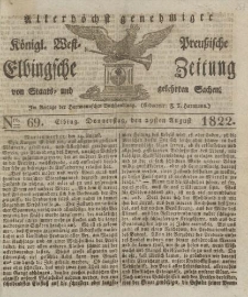 Allerhöchst genehmigte Königl. West-Preußische Elbingsche Zeitung von Staats- und gelehrten Sachen, 1822, Nro.69