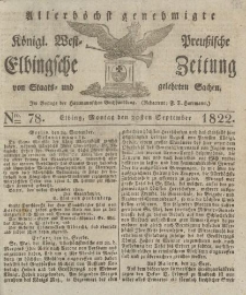 Allerhöchst genehmigte Königl. West-Preußische Elbingsche Zeitung von Staats- und gelehrten Sachen, 1822, Nro.78