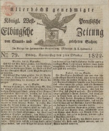 Allerhöchst genehmigte Königl. West-Preußische Elbingsche Zeitung von Staats- und gelehrten Sachen, 1822, Nro.79