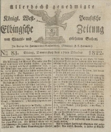 Allerhöchst genehmigte Königl. West-Preußische Elbingsche Zeitung von Staats- und gelehrten Sachen, 1822, Nro.83