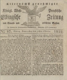 Allerhöchst genehmigte Königl. West-Preußische Elbingsche Zeitung von Staats- und gelehrten Sachen, 1822, Nro.87