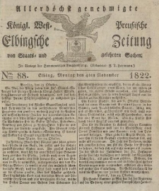 Allerhöchst genehmigte Königl. West-Preußische Elbingsche Zeitung von Staats- und gelehrten Sachen, 1822, Nro.88