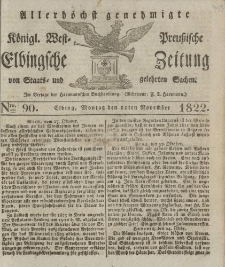 Allerhöchst genehmigte Königl. West-Preußische Elbingsche Zeitung von Staats- und gelehrten Sachen, 1822, Nro.90