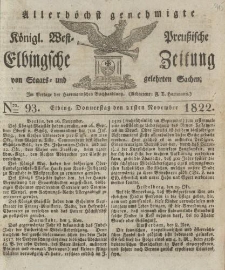 Allerhöchst genehmigte Königl. West-Preußische Elbingsche Zeitung von Staats- und gelehrten Sachen, 1822, Nro.93