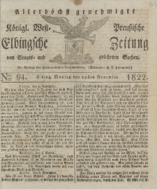 Allerhöchst genehmigte Königl. West-Preußische Elbingsche Zeitung von Staats- und gelehrten Sachen, 1822, Nro.94