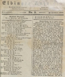Elbinger Anzeigen, Nr. 5. Sonnabend, 16. Januar 1841