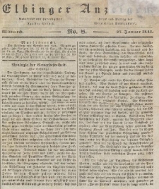 Elbinger Anzeigen, Nr. 8. Mittwoch, 27. Januar 1841