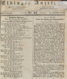 Elbinger Anzeigen, Nr. 13. Sonnabend, 13. Februar 1841