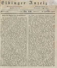 Elbinger Anzeigen, Nr. 14. Mittwoch, 17. Februar 1841