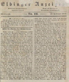Elbinger Anzeigen, Nr. 16. Mittwoch, 24. Februar 1841