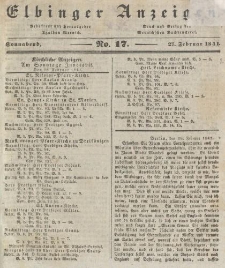 Elbinger Anzeigen, Nr. 17. Sonnabend, 27. Februar 1841