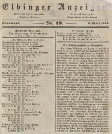 Elbinger Anzeigen, Nr. 19. Sonnabend, 6. März 1841