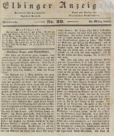 Elbinger Anzeigen, Nr. 20. Mittwoch, 10. März 1841