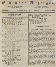 Elbinger Anzeigen, Nr. 27. Sonnabend, 3. April 1841