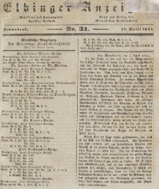 Elbinger Anzeigen, Nr. 31. Sonnabend, 17. April 1841