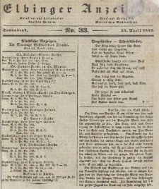 Elbinger Anzeigen, Nr. 33. Sonnabend, 24. April 1841