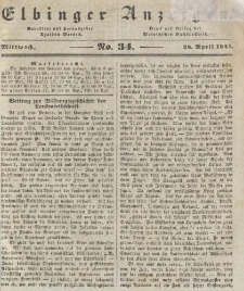 Elbinger Anzeigen, Nr. 34. Mittwoch, 28. April 1841
